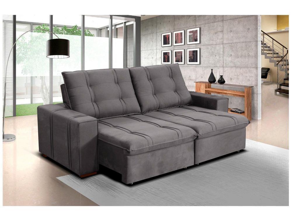 Sofá Retrátil Reclinável 4 Lugares Veludo Joly Bipartido Tallin Plus Gralha Azul - 4