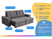 Sofá Retrátil Reclinável 4 Lugares Veludo Joly Bipartido Tallin Plus Gralha Azul - 2