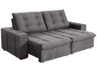 Sofá Retrátil Reclinável 4 Lugares Veludo Joly Bipartido Tallin Plus Gralha Azul - 1