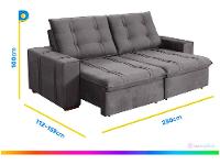 Sofá Retrátil Reclinável 4 Lugares Veludo Joly Bipartido Tallin Plus Gralha Azul - 3