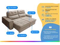 Sofá Retrátil Reclinável 3 Lugares Veludo Joly Barsa Gralha Azul - 2