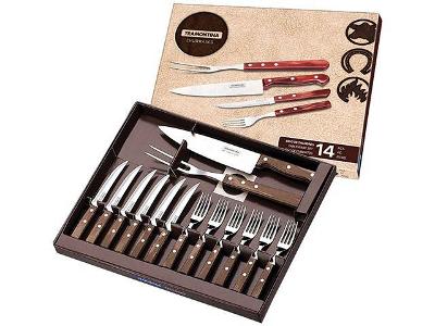 Faqueiro Para Churrasco Tramontina Polywood 14 Peças