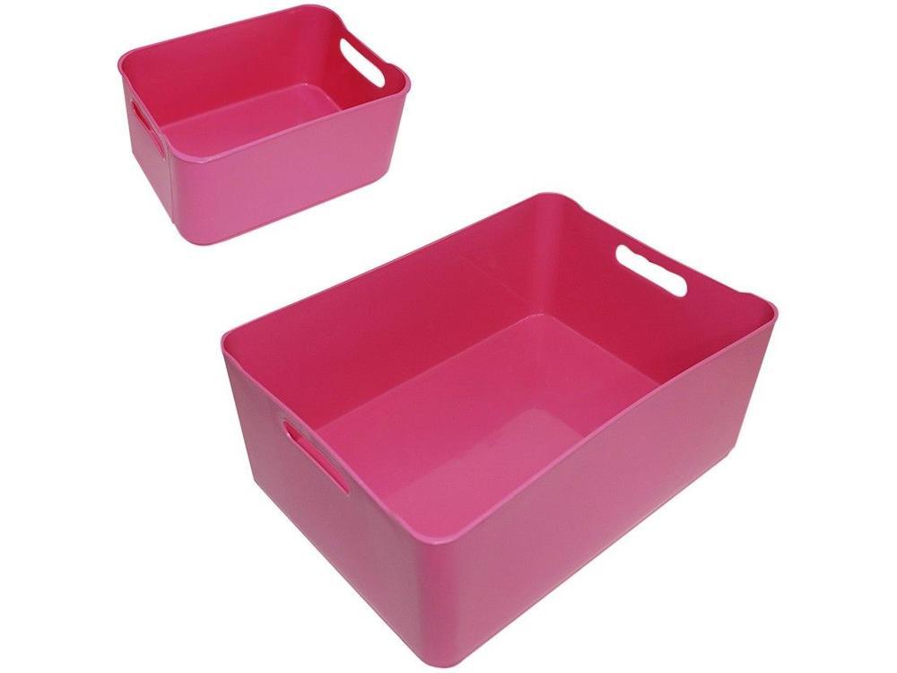 Kit Cestos Organizadores Retangulares Rosa - 1