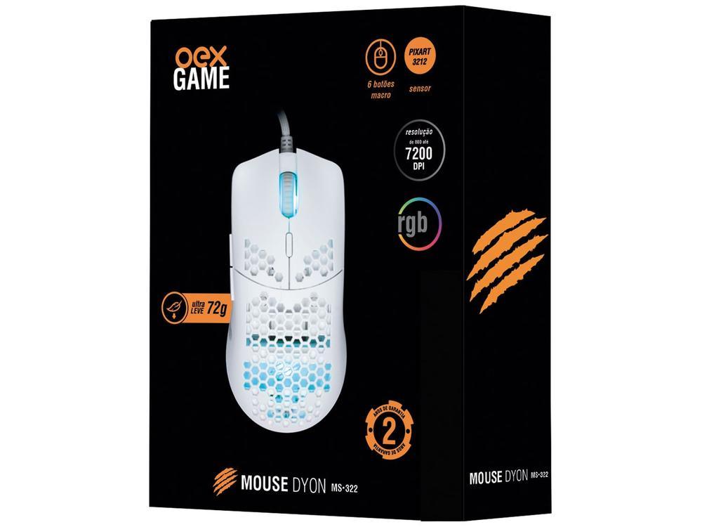 Mouse Gamer RGB OEX Game Óptico 7200DPI 7 Botões MS322 Dyon - 9