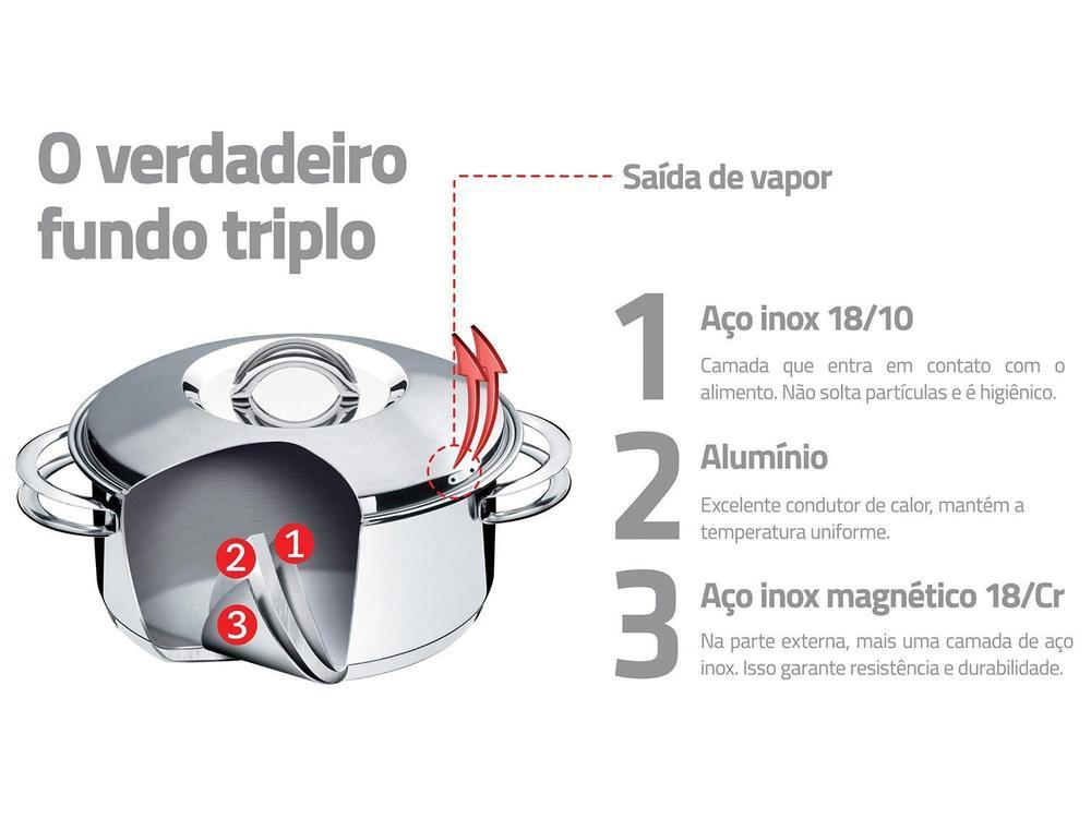 Caçarola Rasa Inox Fundo Triplo Solar 16cm 1,4L Tramontina - 7
