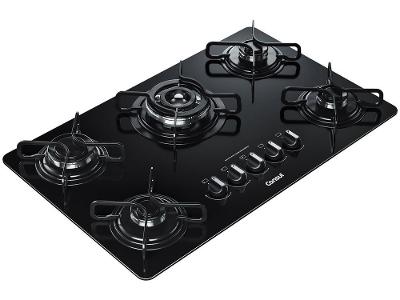 Cooktop 5 Bocas a Gás GLP Consul Mesa de Vidro Quadrichama Preto CDD75AE