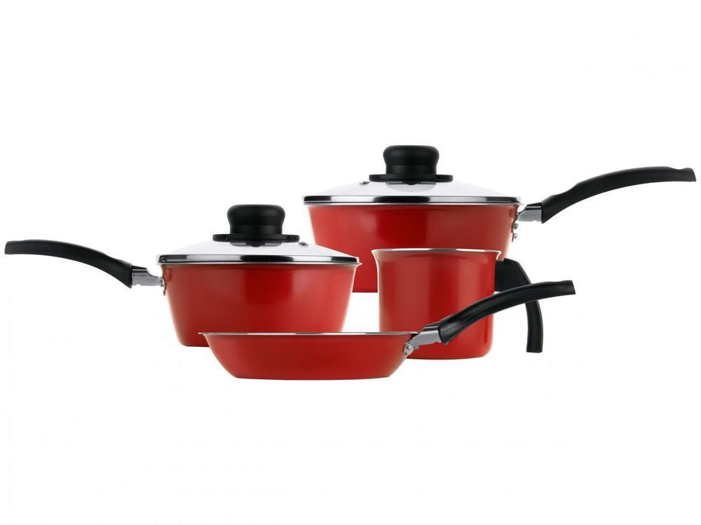 Jogo de Panelas Multiflon Antiaderente de Alumínio Vermelho 4 Peças Essencial - 3