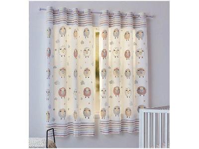 Cortina para Quarto Infantil Carneiros Santista - Londres Pompom 2,8x1,8m