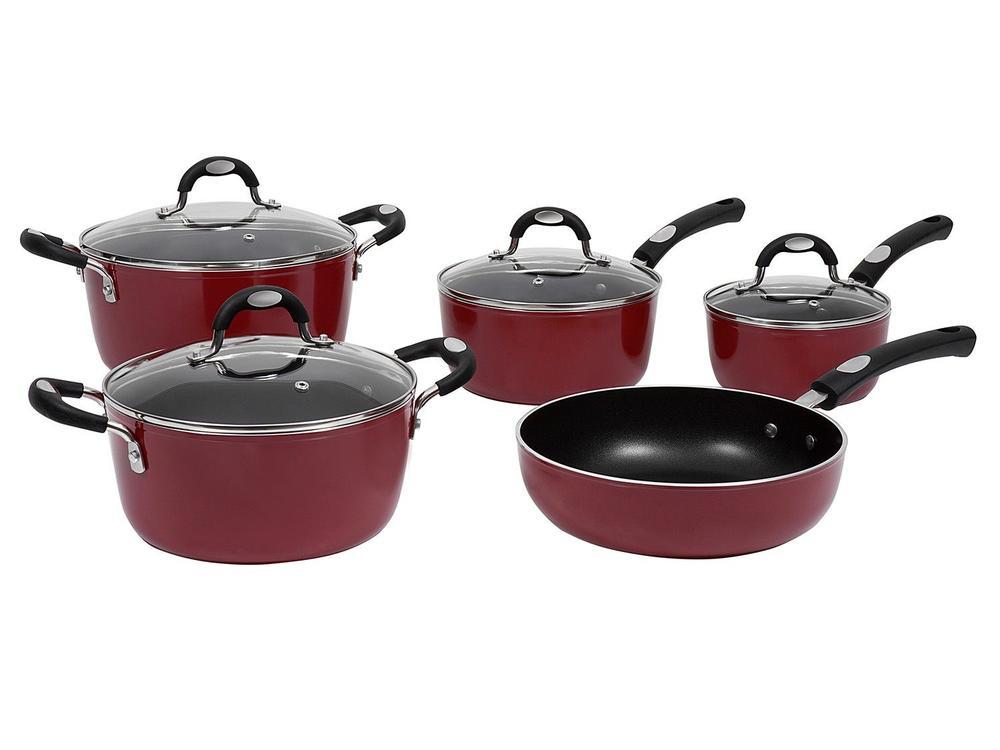 Jogo de Panelas Tramontina Antiaderente de Alumínio Vermelho 5 Peças Mônaco - 1