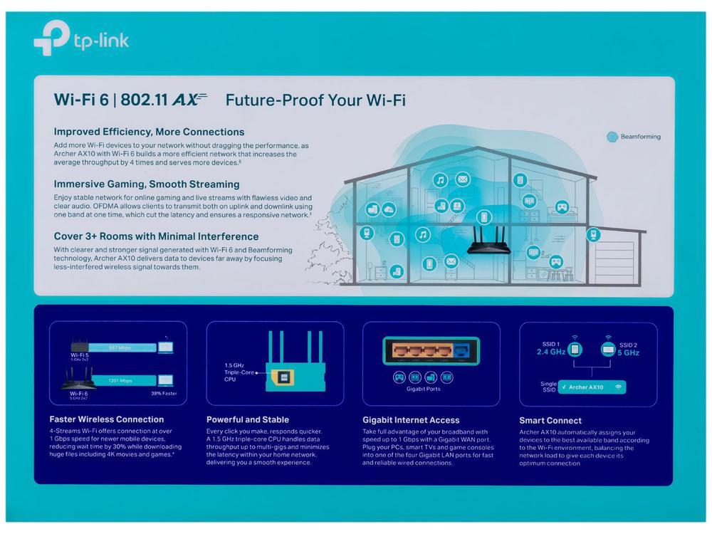 Roteador TP-Link Archer X10 1500Mbps 4 Antenas - 8
