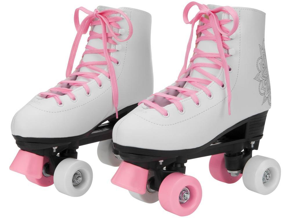 Patins 4 Rodas Infantil Fun F0010-3 Branco e Rosa - 1