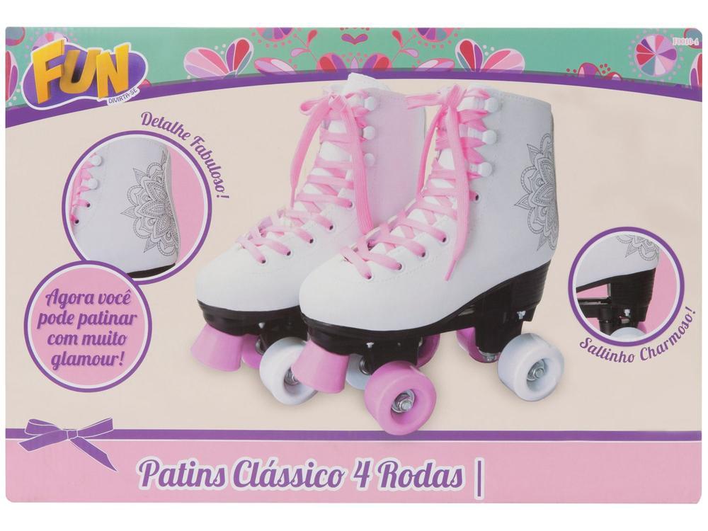 Patins 4 Rodas Infantil Fun F0010-3 Branco e Rosa - 9
