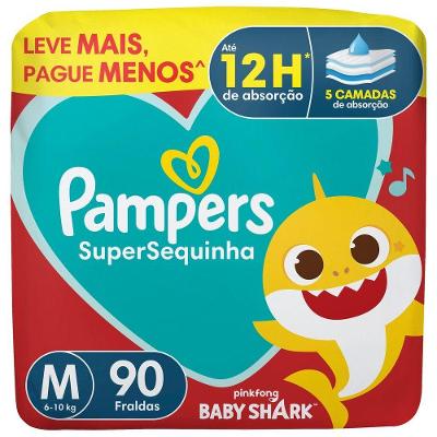 Fraldas Pampers Supersequinha Tam. M 6 a 10kg 90 Unidades
