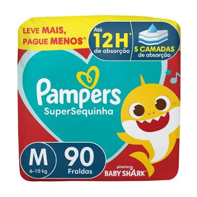 Fralda Descartável Pampers Supersequinha Tamanho M (6 a 10kg) 90 Unidades