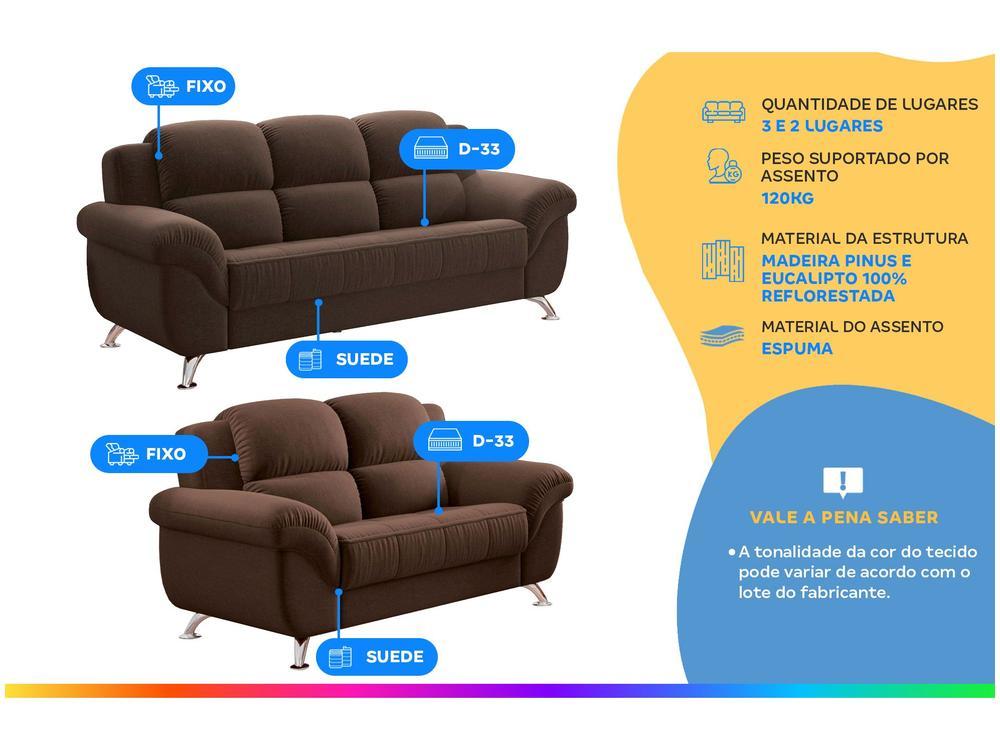 Conjunto de Sofás 2 e 3 Lugares Marselha Linoforte - 2