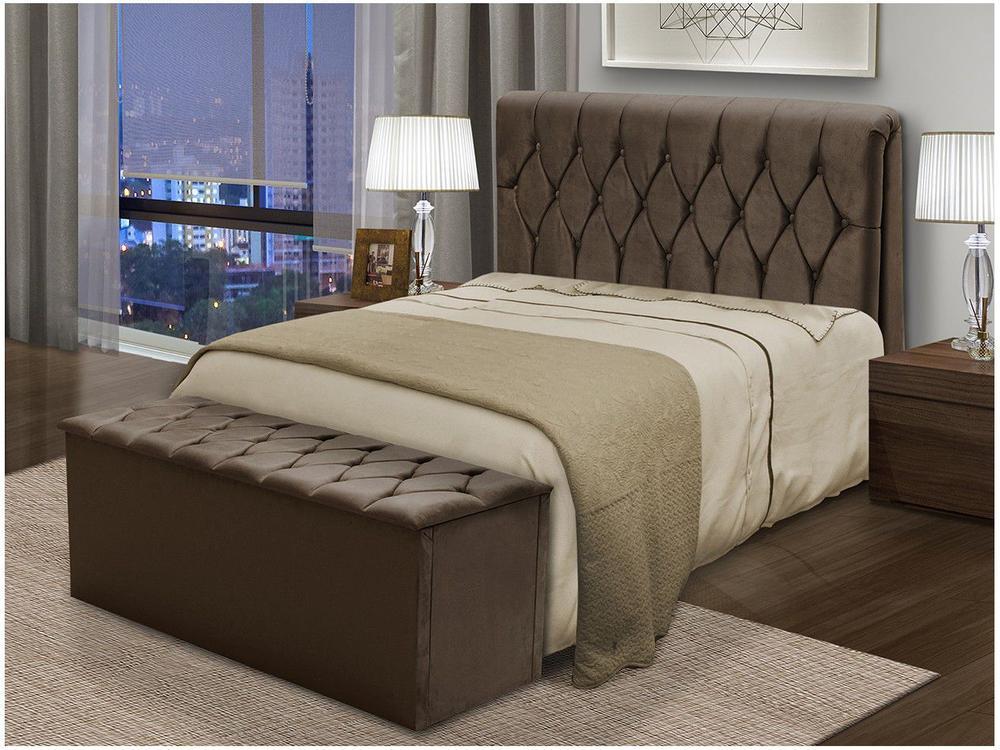 Cabeceira Queen Acolchoado Suede Dobuê Movelaria Istambul Chocolate - 3