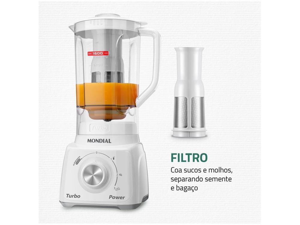 Liquidificador Mondial Turbo Power L-99-WG com Filtro 3 Velocidades 500W Branco e Cinza - 4