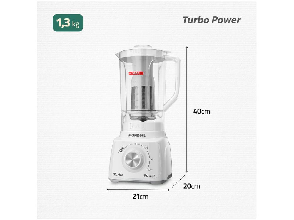 Liquidificador Mondial Turbo Power L-99-WG com Filtro 3 Velocidades 500W Branco e Cinza - 8