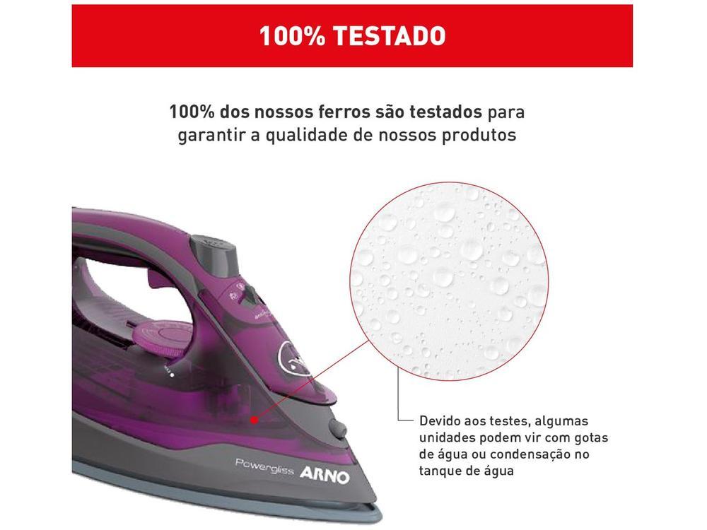 Ferro de Passar Roupa a Vapor e a Seco Arno Powergliss com Base Cerâmica XGlide FPO1 Cinza e Roxo - 16