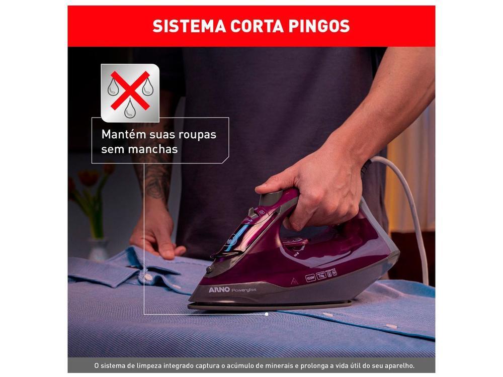 Ferro de Passar Roupa a Vapor e a Seco Arno Powergliss com Base Cerâmica XGlide FPO1 Cinza e Roxo - 23