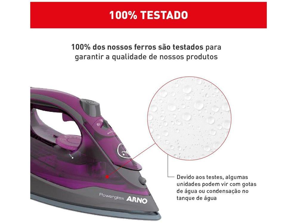 Ferro de Passar Roupa a Vapor e a Seco Arno Powergliss com Base Cerâmica XGlide FPO1 Cinza e Roxo - 34