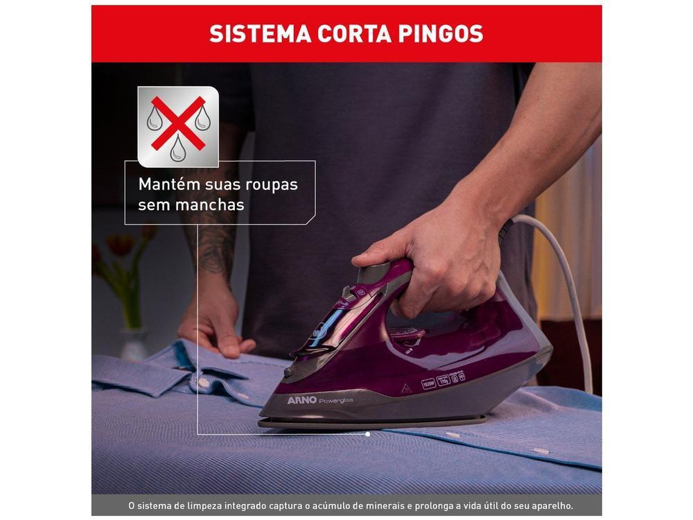 Ferro de Passar Roupa a Vapor e a Seco Arno Powergliss com Base Cerâmica XGlide FPO1 Cinza e Roxo - 4