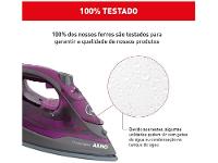 Ferro de Passar Roupa a Vapor e a Seco Arno Powergliss com Base Cerâmica XGlide FPO1 Cinza e Roxo - 16