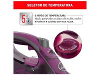 Ferro de Passar Roupa a Vapor e a Seco Arno Powergliss com Base Cerâmica XGlide FPO1 Cinza e Roxo - 24