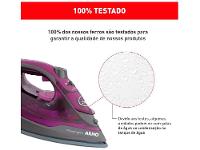 Ferro de Passar Roupa a Vapor e a Seco Arno Powergliss com Base Cerâmica XGlide FPO1 Cinza e Roxo - 26