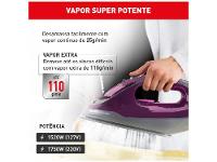 Ferro de Passar Roupa a Vapor e a Seco Arno Powergliss com Base Cerâmica XGlide FPO1 Cinza e Roxo - 3