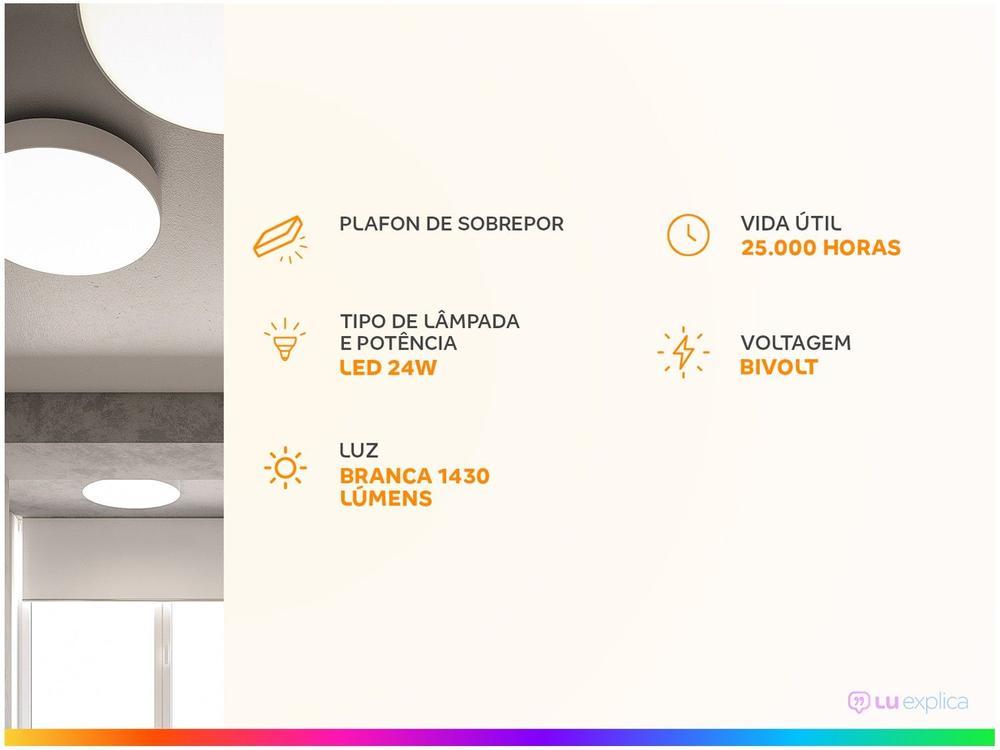 Plafon LED de Sobrepor Redondo 24W Elgin Downlight Branco - 2
