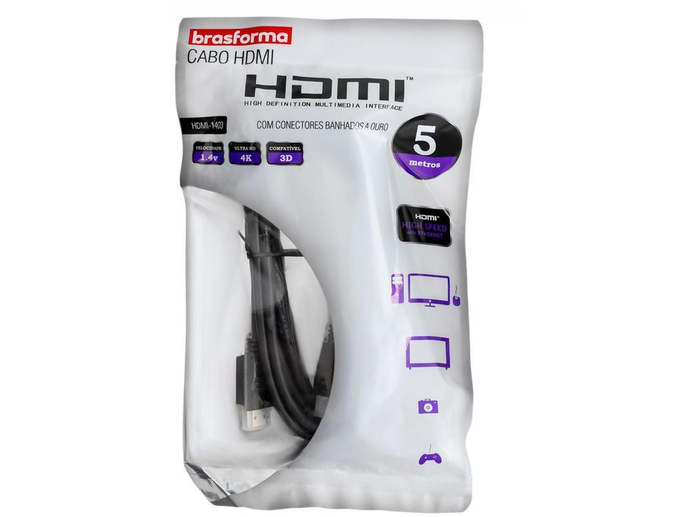 Cabo HDMI 4K 1.4 5m 1405 19 Pinos Brasforma - 4