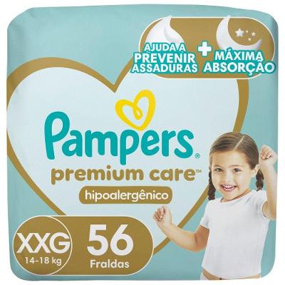 Fralda Pampers Premium Care XXG + de 14kg 56 Unidades