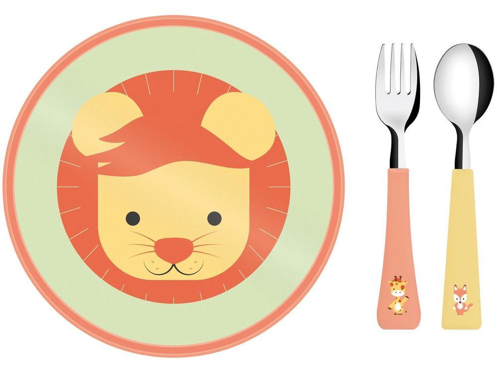 Kit Prato Infantil 3 Peças Tramontina Leão Baby Friends com Garfo com Colher - 1