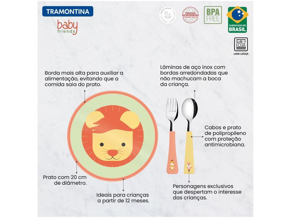 Kit Prato Infantil 3 Peças Tramontina Leão Baby Friends com Garfo com Colher - 4