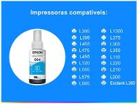 Garrafa de Tinta Epson T664220 Ciano Original - 2