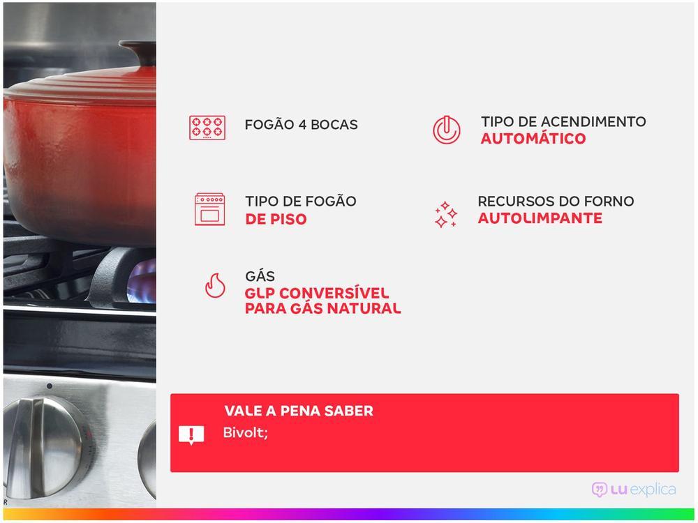 Fogão 4 Bocas Esmaltec Preto Mesa de Vidro Esmeralda Glass - 2