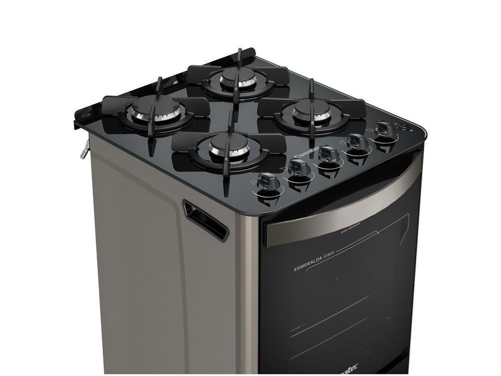 Fogão 4 Bocas Esmaltec Preto Mesa de Vidro Esmeralda Glass - 11
