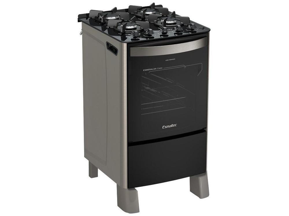 Fogão 4 Bocas Esmaltec Preto Mesa de Vidro Esmeralda Glass - 5