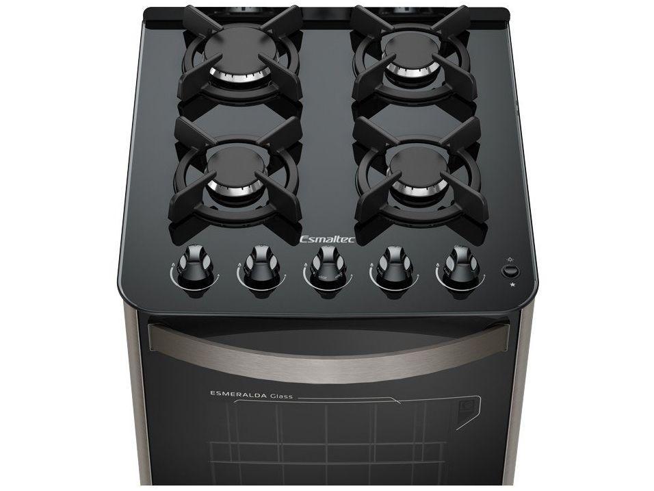 Fogão 4 Bocas Esmaltec Preto Mesa de Vidro Esmeralda Glass - 8
