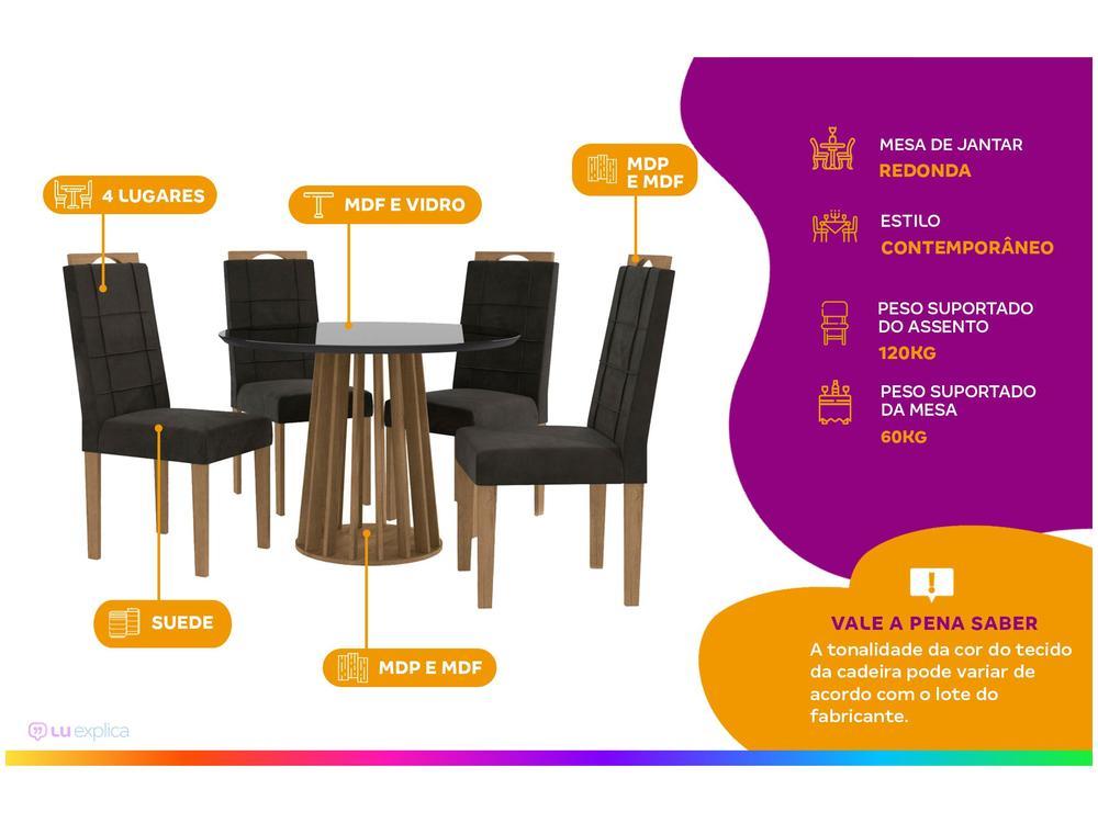 Mesa de Jantar 4 Cadeiras 4 Lugares Redonda - 2