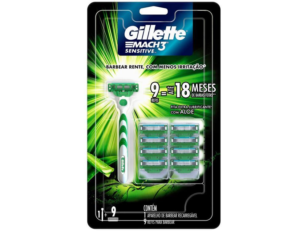 Aparelho de Barbear Recarregável Gillette Sensitive Mach 3 9 Cargas - 21