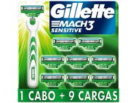 Aparelho de Barbear Recarregável Gillette Sensitive Mach 3 9 Cargas - 1