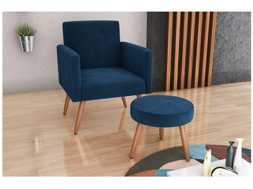 Poltrona Decorativa com Puff Moderno Matrix - 1