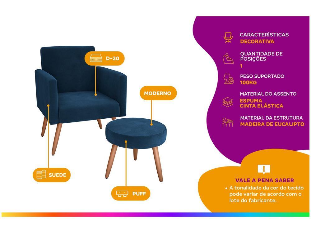 Poltrona Decorativa com Puff Moderno Matrix - 2