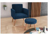 Poltrona Decorativa com Puff Moderno Matrix - 1