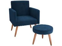 Poltrona Decorativa com Puff Moderno Matrix - 3