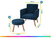 Poltrona Decorativa com Puff Moderno Matrix - 4