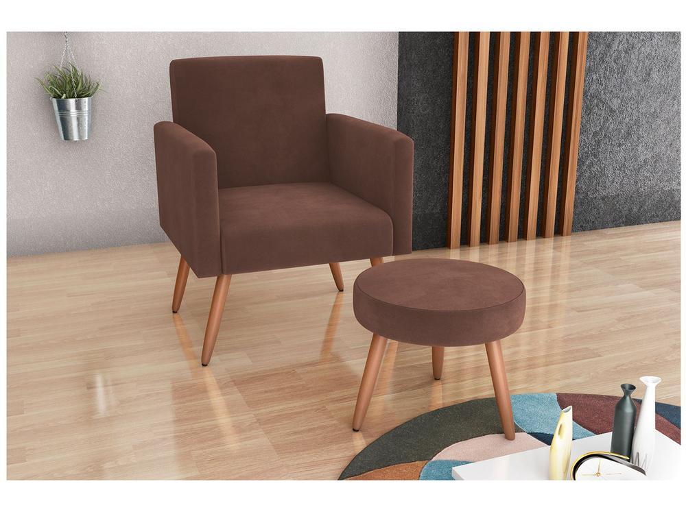 Poltrona Decorativa com Puff Moderno Matrix - 1