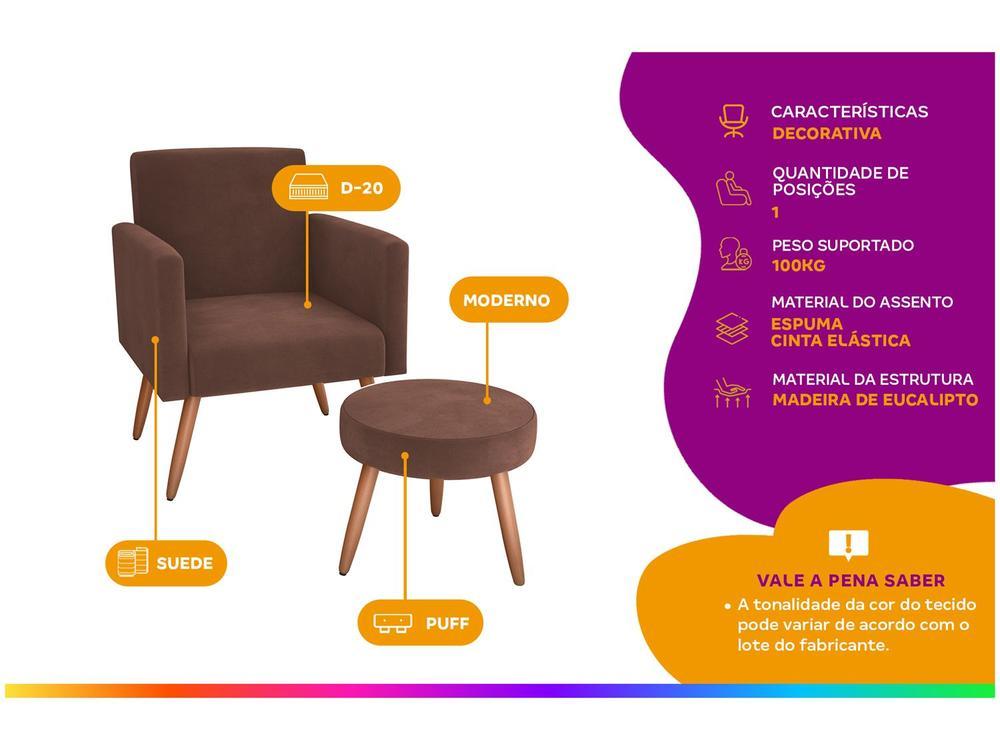 Poltrona Decorativa com Puff Moderno Matrix - 2